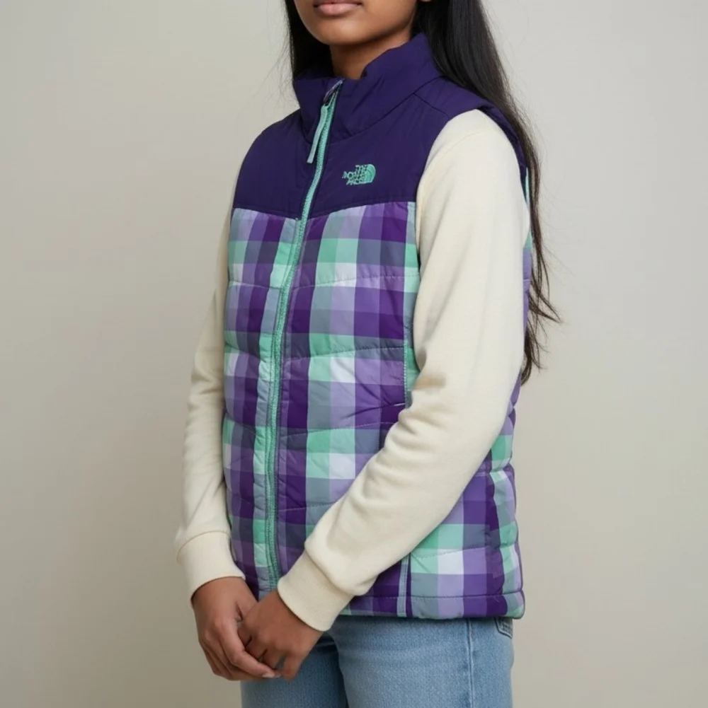 The North Face Kids Reversible Plaid Puffer Vest